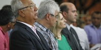 Jackson Barreto participou da missa de ordenaÃ§Ã£o presbiteral na Igreja Matriz da ParÃ³quia N. Sra. das Dores (Imagem: Victor Ribeiro/ASN)