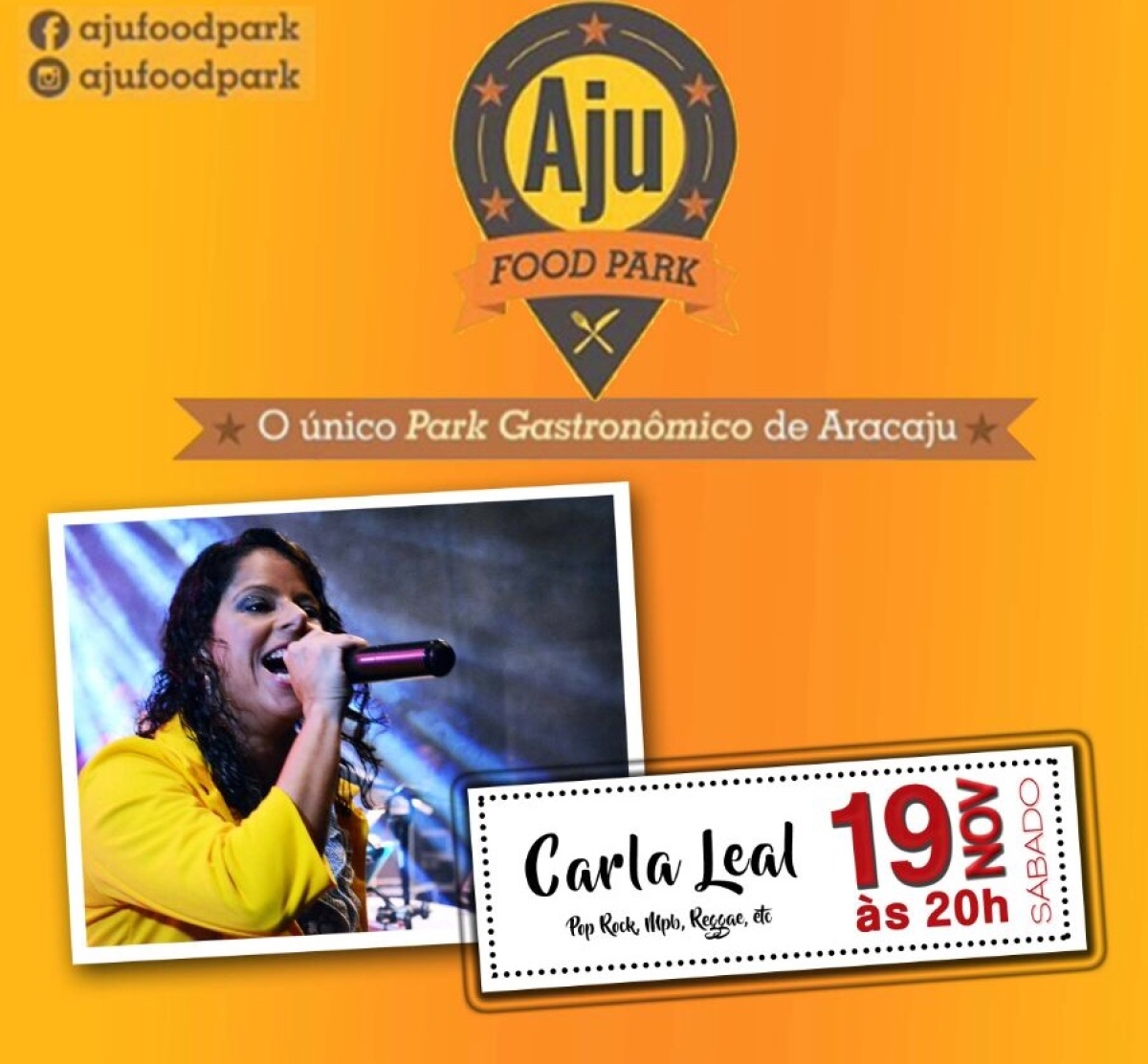 Carla Leal e Roney Piterson agitam o final de semana no Aju Food Park (Imagem: Divulgação)