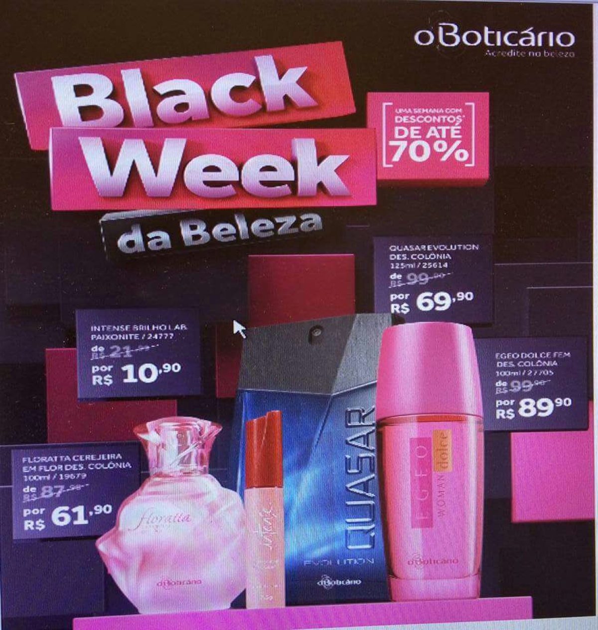 Black Week 2016 de O Boticário oferece descontos de até 70% (Imagem: Divulgação)