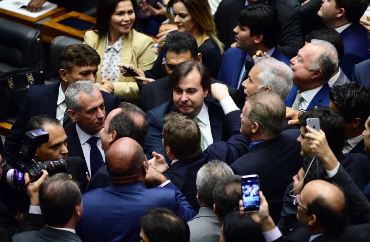 Rodrigo Maia obteve 293 votos e derrotou cinco candidatos que disputaram a eleição (Imagem: Nilson Bastian/Câmara dos Deputados)