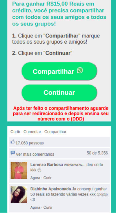 Promessa de crédito pré-pago via WhatsApp é o mais novo golpe (Imagem: Reprodução/WhatsApp)