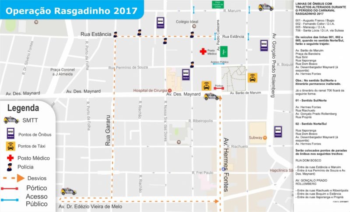 SMTT/Aracaju divulga esquema de trânsito para o Rasgadinho 2017 (Imagem: SMTT/Aracaju)