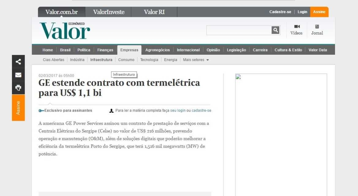Matéria do Valor Econômico (Imagem: Reprodução)