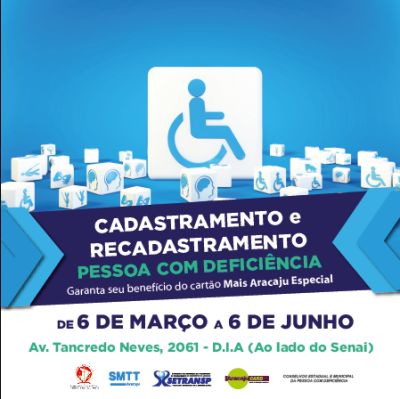 Vizinho ao Senai: Recadastramento e cadastramento das pessoas com deficiência (Imagem: Divulgação/Setransp/Aracaju)