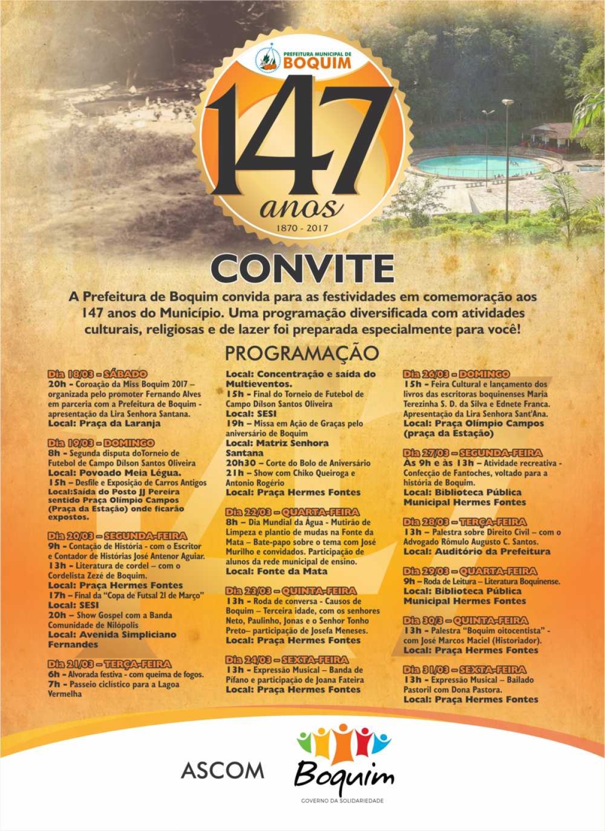 Programação do Aniversário de Boquim (Imagem: Divulgação)