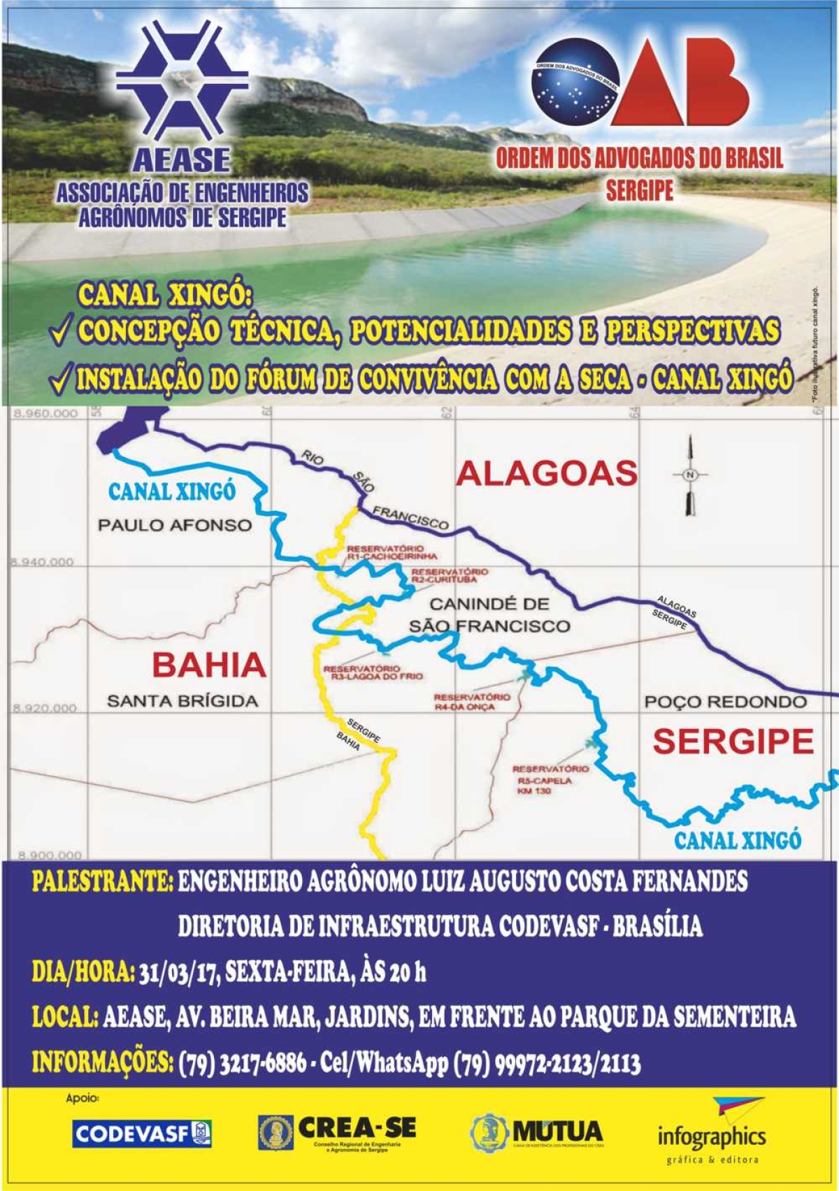 A AEASE e OAB realizam palestra sobre o Canal Xingó (Imagem: Divulgação)