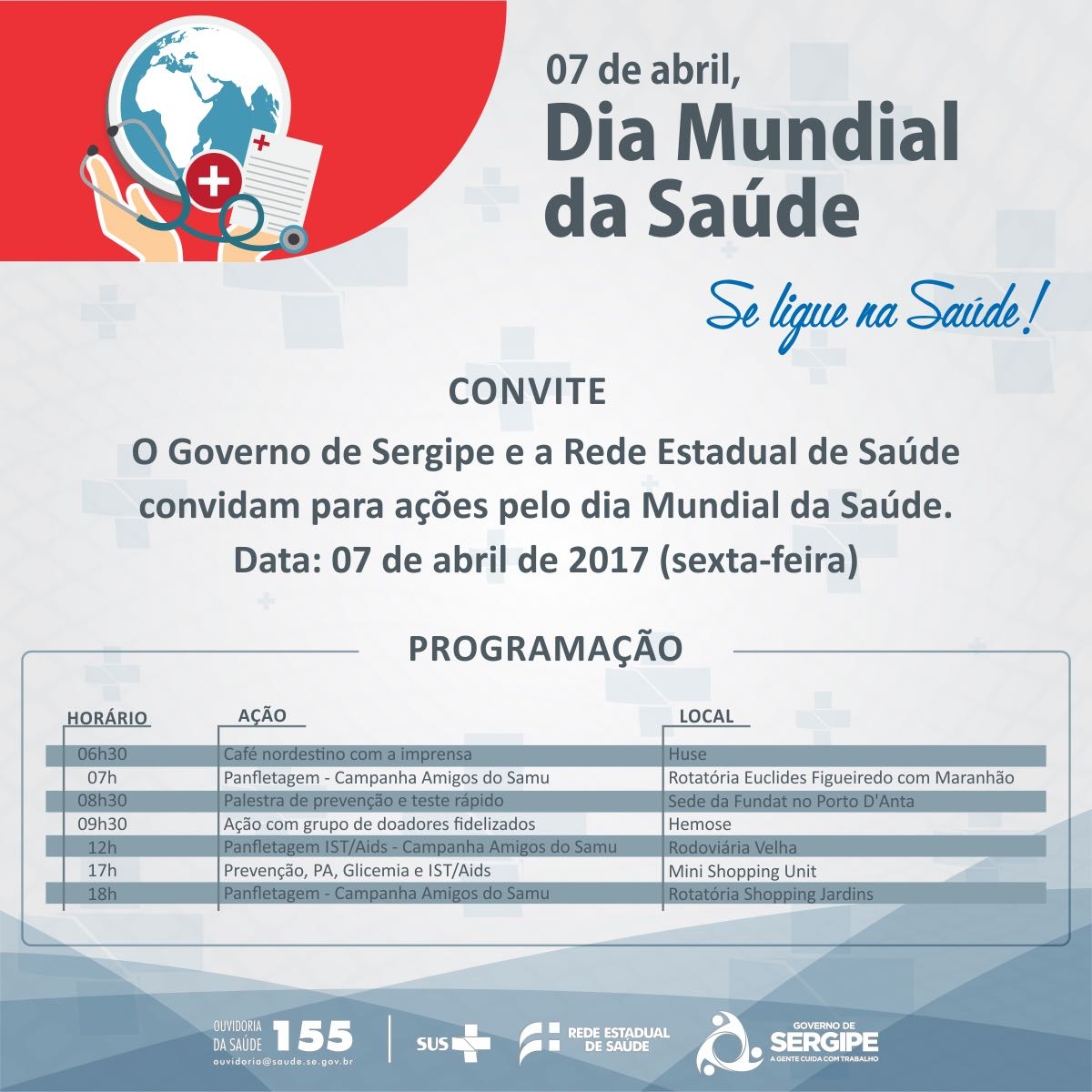 Governo de Sergipe promove ações pelo Dia Mundial da Saúde (Imagem: SES/SE)