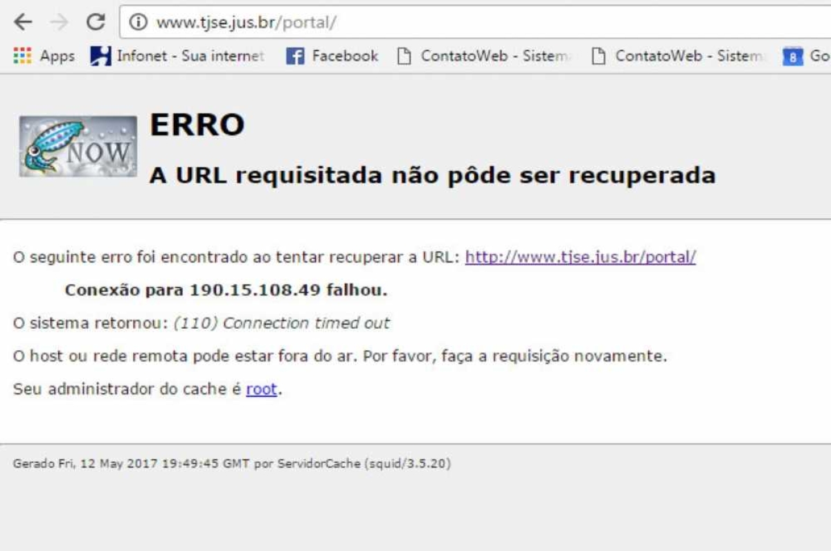 Site do TJ/SE é retirado do ar como forma de precaução a ataque cibernético (Imagem: Reprodução/TJ/SE)