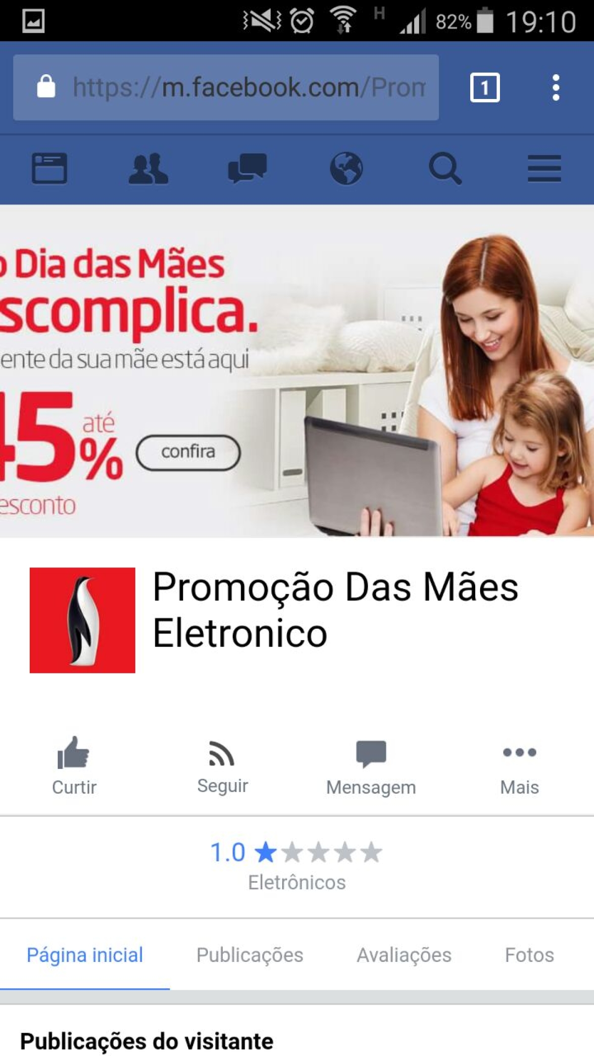 Hackers criam páginas no Facebook para disseminar promoções falsas de Dia das Mães (Foto: Reprodução/Facebbok)