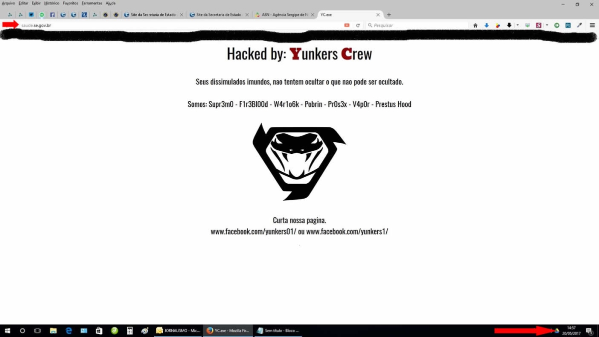 Site da Secretaria de Estado da Saúde é invadido por HACKER (Imagem: ClickSergipe)