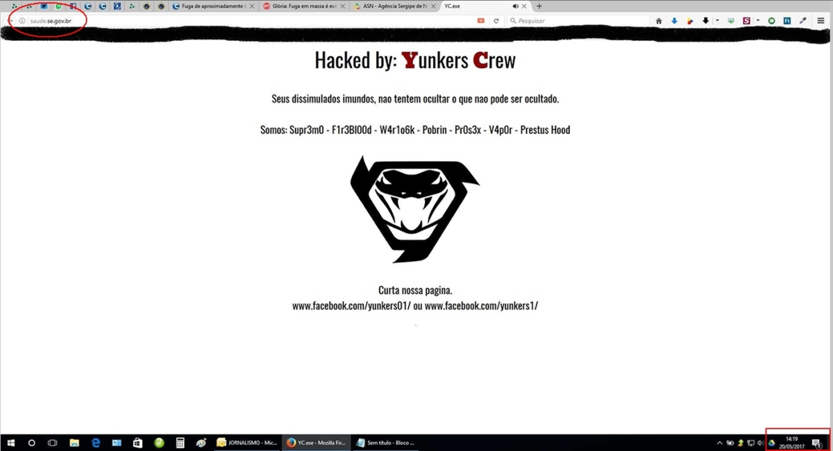 Site da Secretaria de Estado da Saúde é invadido por HACKER (Imagem: ClickSergipe)