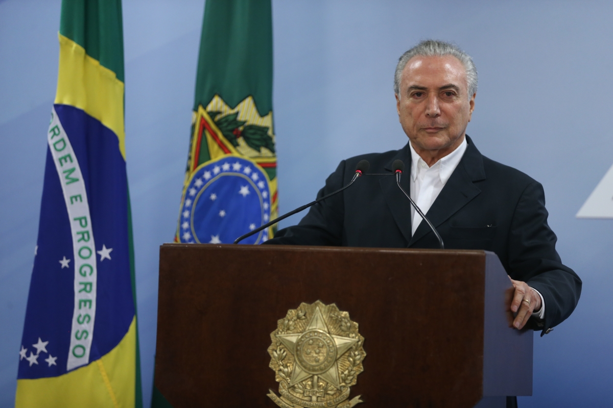Presidente Michel Temer durante pronunciamento oficial no Planalto (Foto: reprodução/NBR)