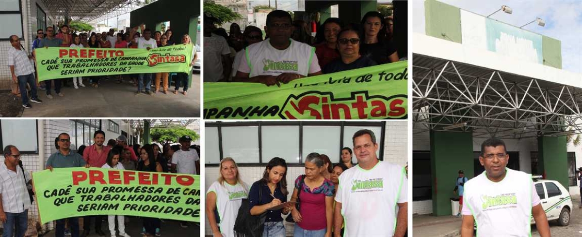 Servidores da saúde fazem manifestação na frente do Hospital Nestor Piva (Fotos: Sintasa)