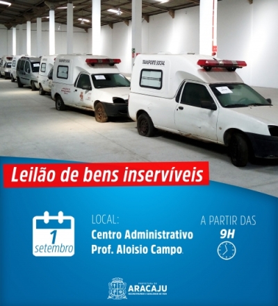 Bens inservíveis da administração municipal serão leiloados dia 1º de setembro (Imagem: Seplog/Aracaju)