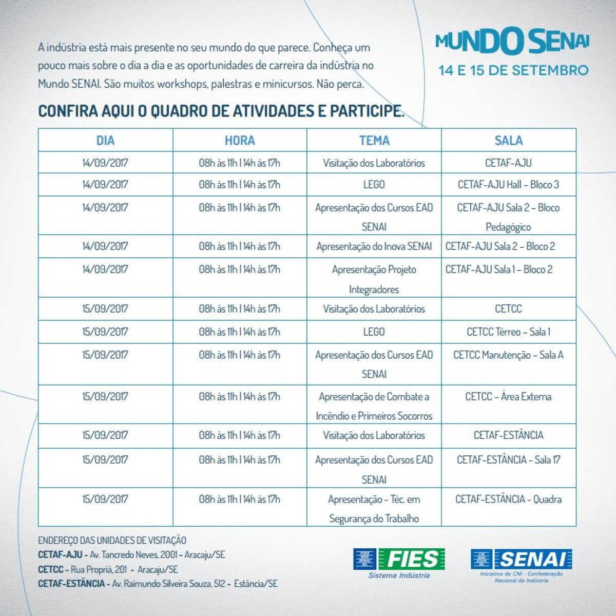 Mundo SENAI acontece em Sergipe (Imagem: Divulgação)