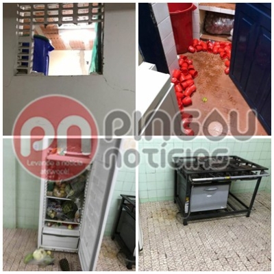 Criminosos invadem escola e furtam a merenda, os botijões e utensílios para cozinha em Glória (Fotos: Pingou Notícias)
