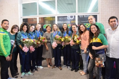 Seleção Brasileira de GR desembarca em Aracaju com medalhas de ouro e prata (Foto: GIVALDO BATISTA )