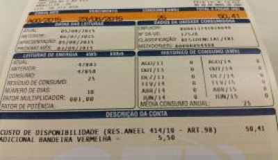 Conta de luz com indicão de bandeira vermelha (Foto: Arquivo Agência Brasil)