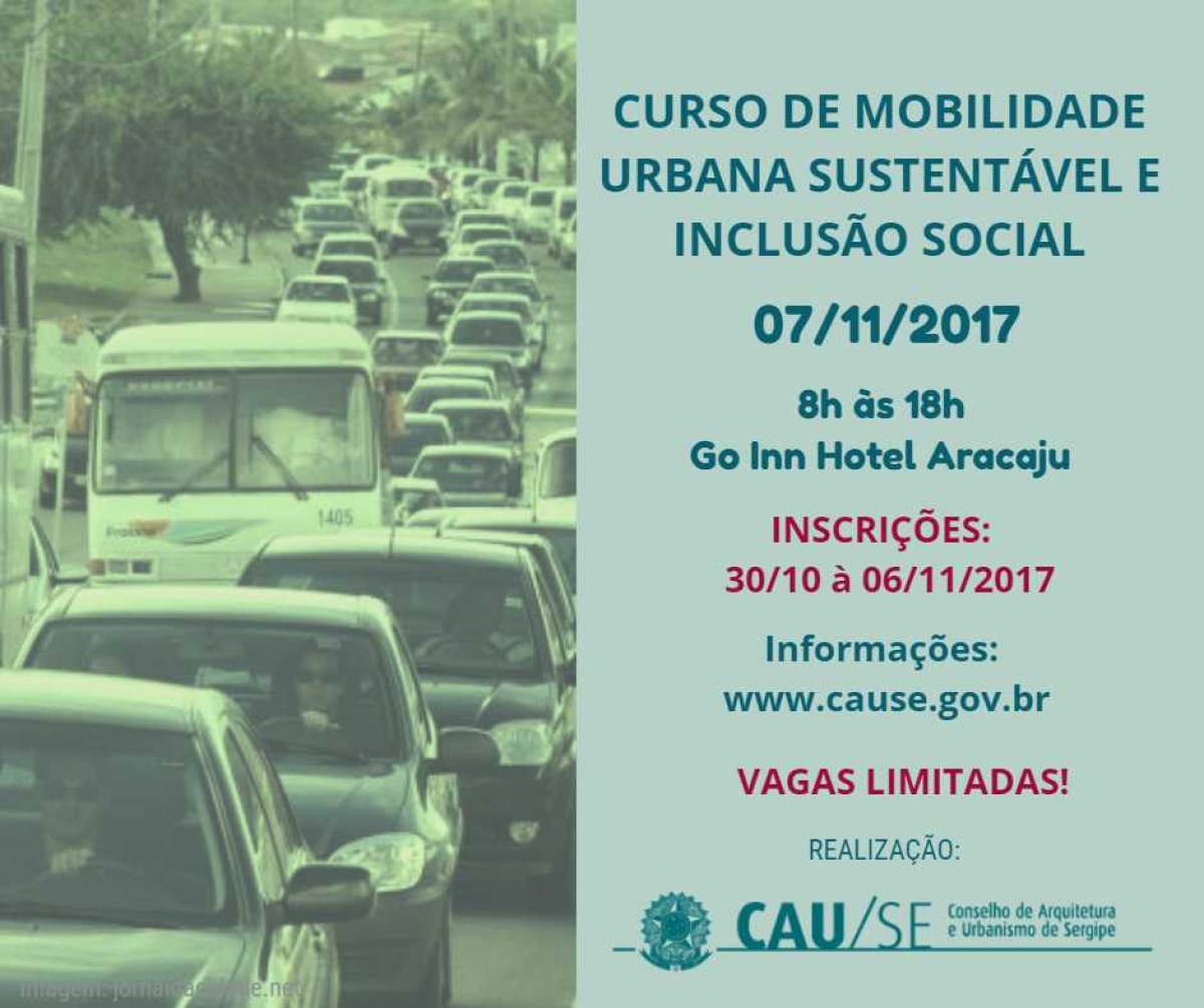 Curso de Mobilidade Urbana Sustentável e Inclusão Social (Imagem: Divulgação/CAU/SE)