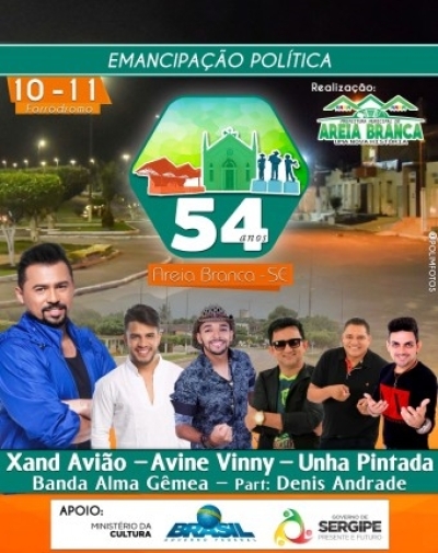 Prefeitura divulga a programação oficial da festa em homenagem aos 54 anos de Emancipação Política de Areia Branca Imagem: (Divulgação)