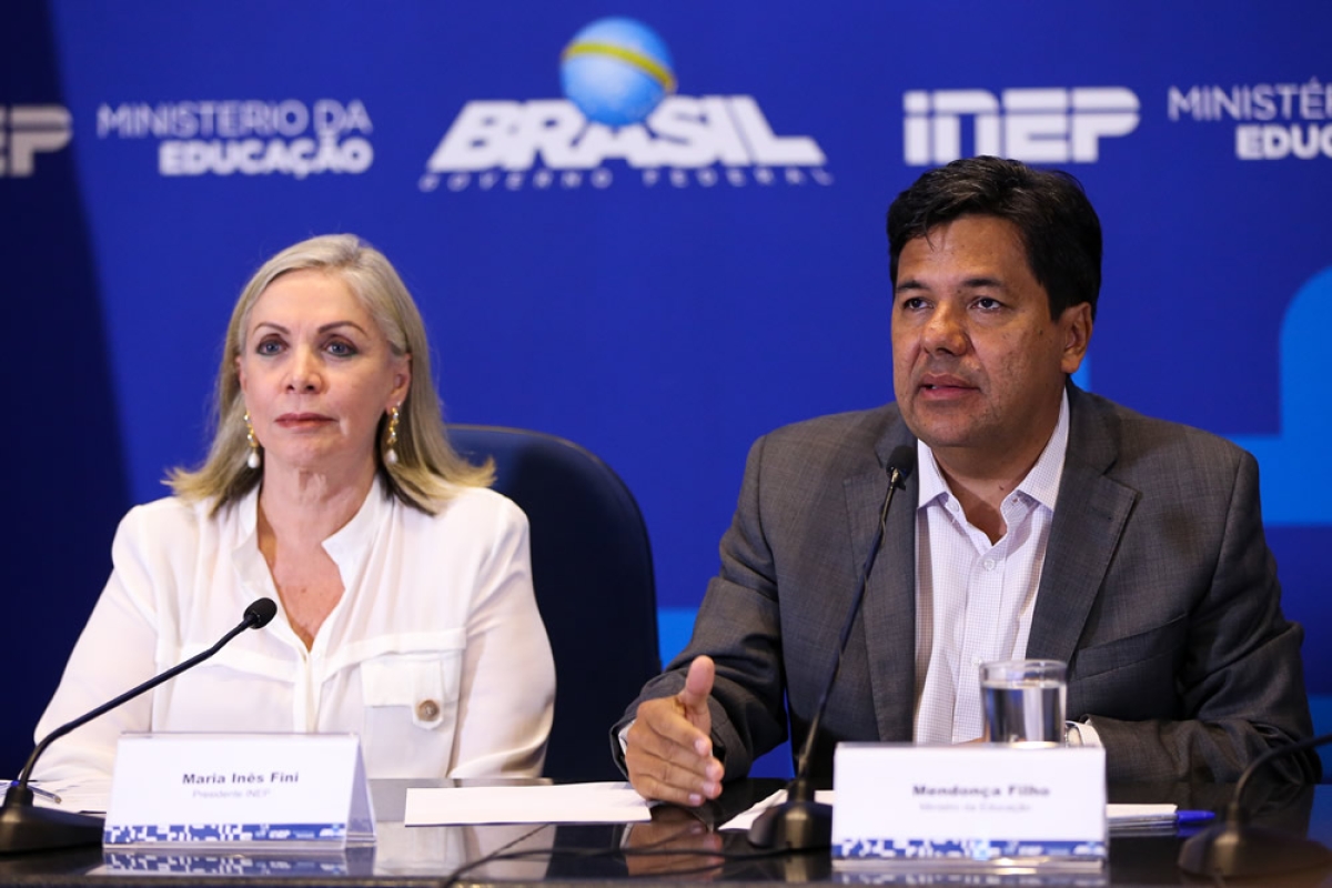 Maria Inês Fini, presidente do Inep, e José Mendonça Filho, ministro da Educação (Foto: Agência Brasil) Maria Inês Fini, presidente do Inep, e José Mendonça Filho, ministro da Educação (Foto: Agência Brasil)