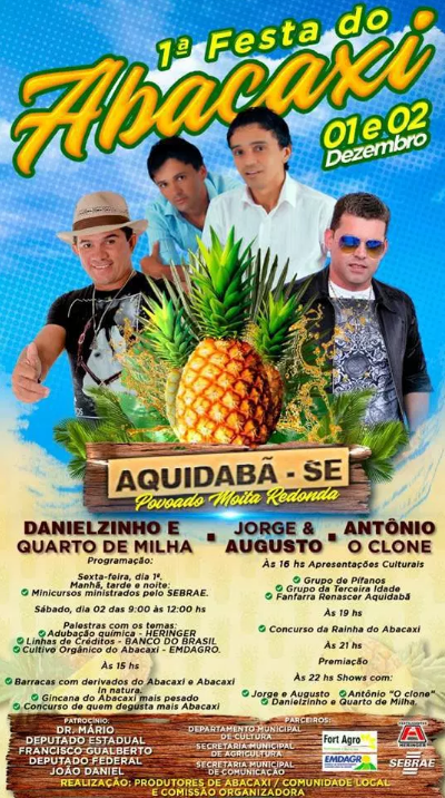 1ª Festa do Abacaxi acontece em Aquidabã (Imagem: Divulgação)