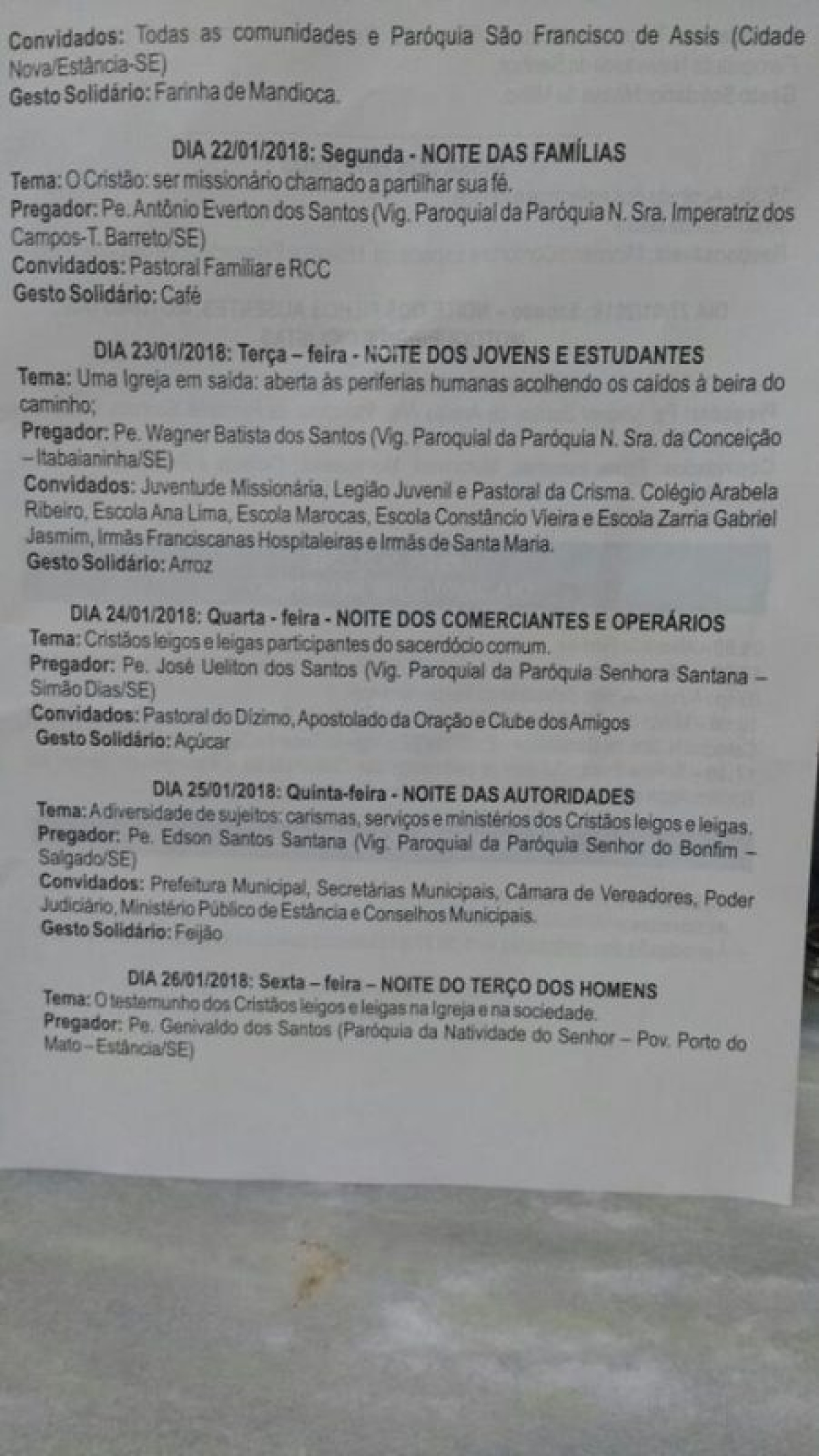 Programação da Festa do Senhor do Bomfim em Estância (Imagem: Divulgação)