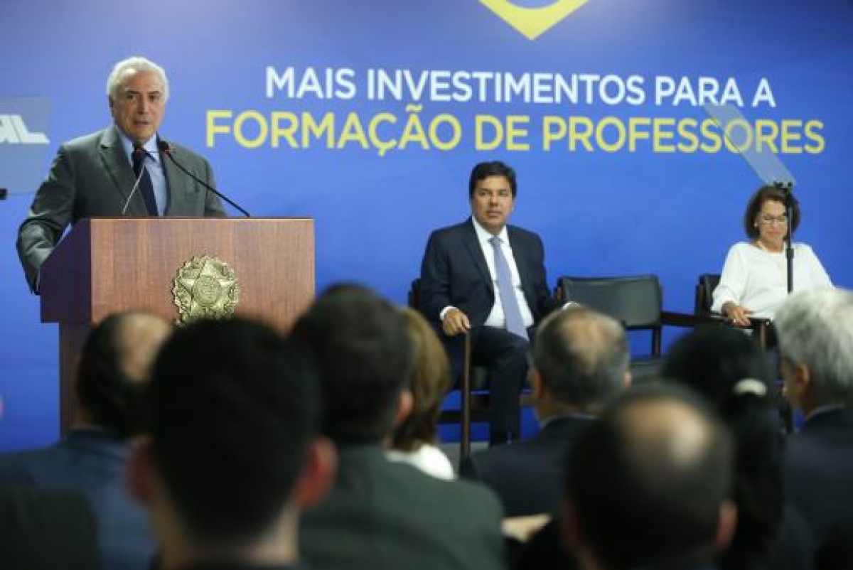 O presidente Michel Temer discursa na cerimônia de anúncio de investimentos para formação de professores da educação básica (Foto: Valter Campanato/Agência Brasil)