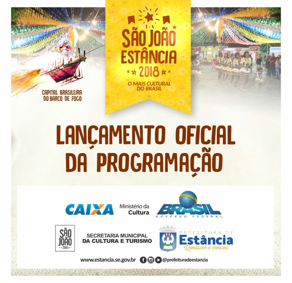 Prefeitura de Estância lança programação oficial dos festejos juninos na próxima sexta-feira, 18/5 (Imagem: Divulgação)