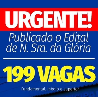 Edital do Concurso Público de Glória, em Sergipe, é divulgado (Imagem: Divulgação)