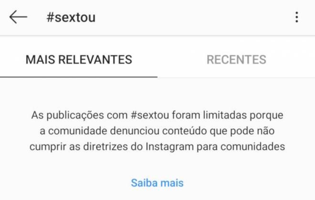 Instagram censura hashtag #sextou após publicações com pornografia (Imagem: Reprodução/Elson de Souza)