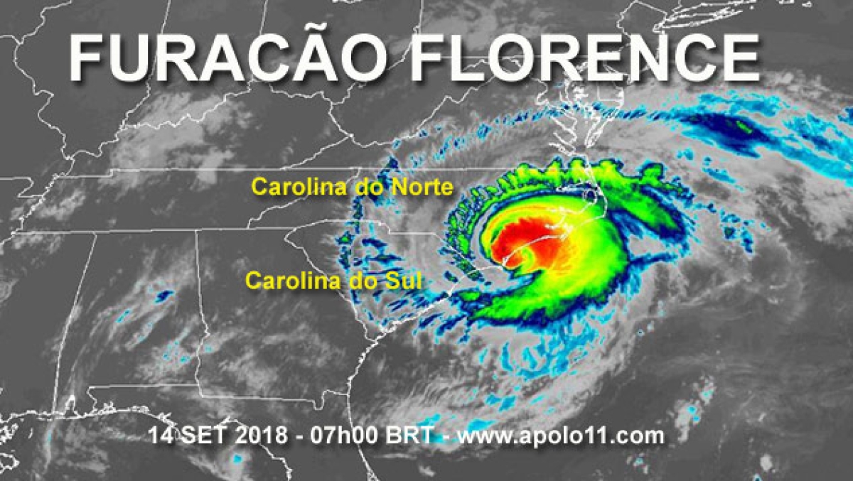 Imagem de satélite do furacão Florence em 14 de setembro de 2018 (Imagem: Via Apolo11.com)