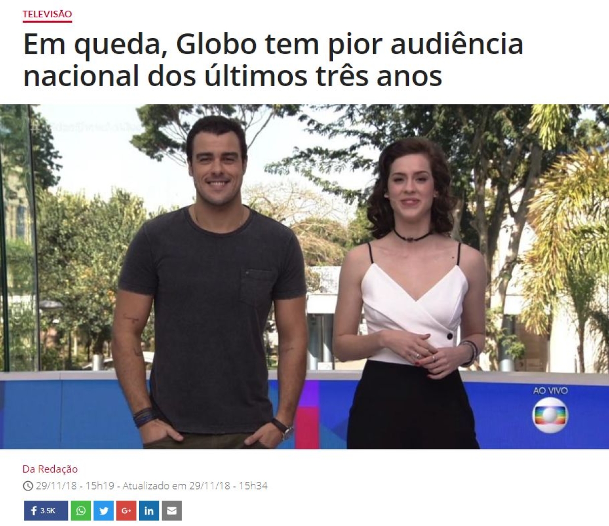 Em queda, Globo tem pior audiência nacional dos últimos três anos (Imagem: Reprodução/ Isto ?)