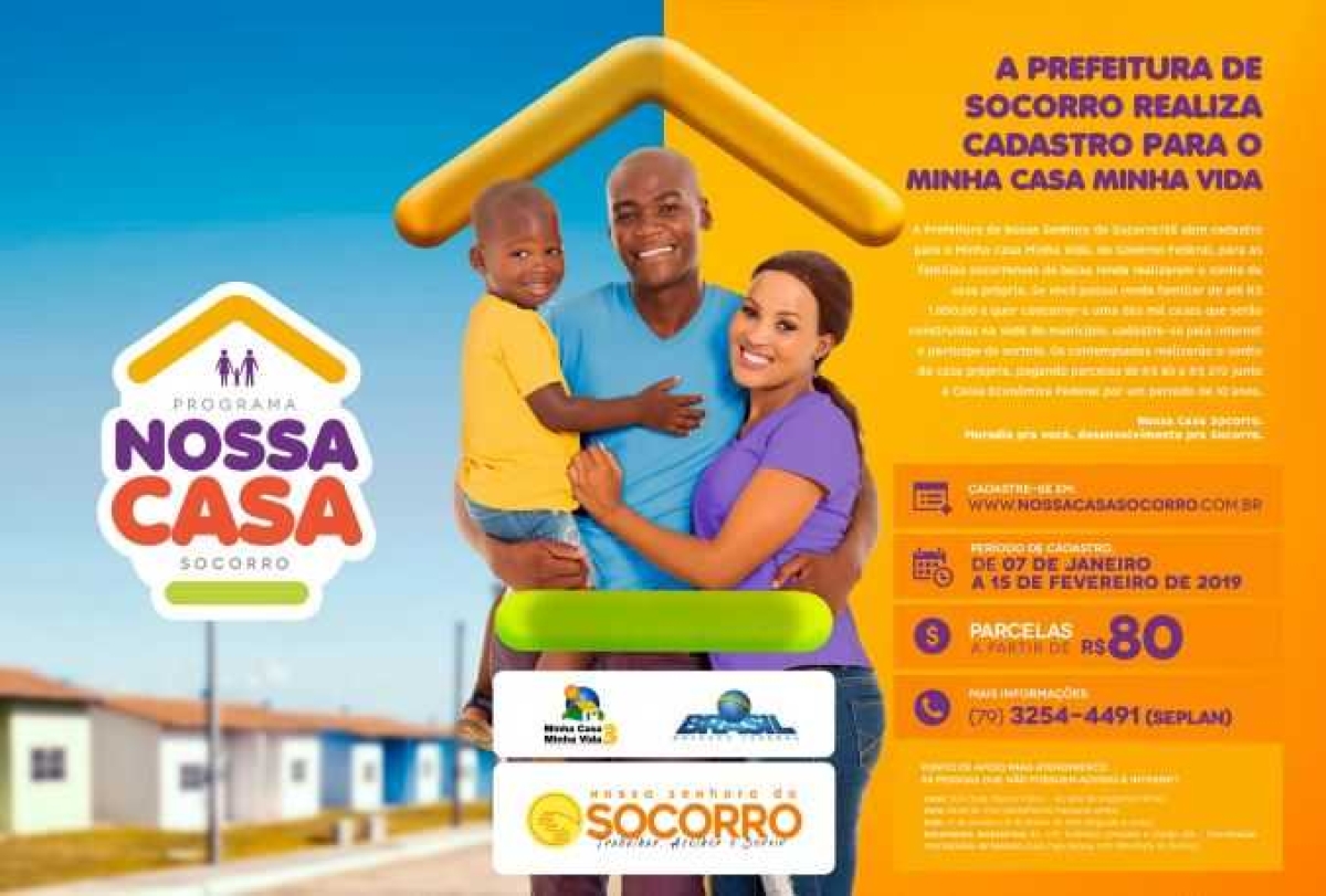 De 07 de janeiro até 15 de fevereiro: inscrições das mil casas populares que estão sendo construídas em Socorro (Imagem: Divulgação)