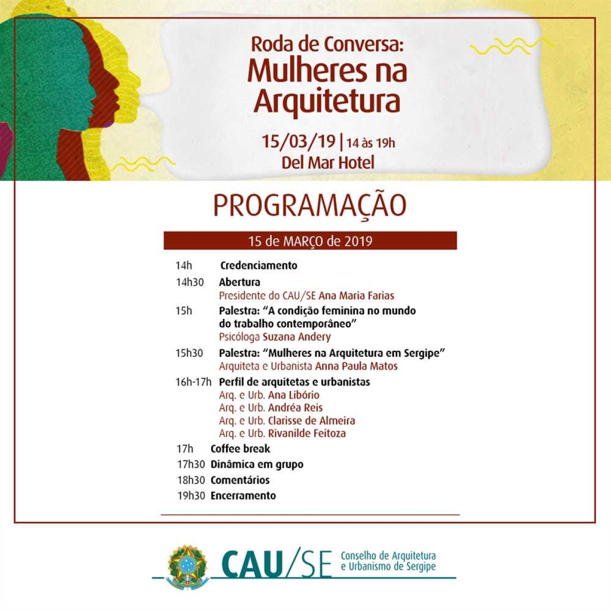 CAU Sergipe realiza Roda de Conversa: Mulheres na Arquitetura e Urbanismo (Imagem: Divulgação/ CAU/SE)