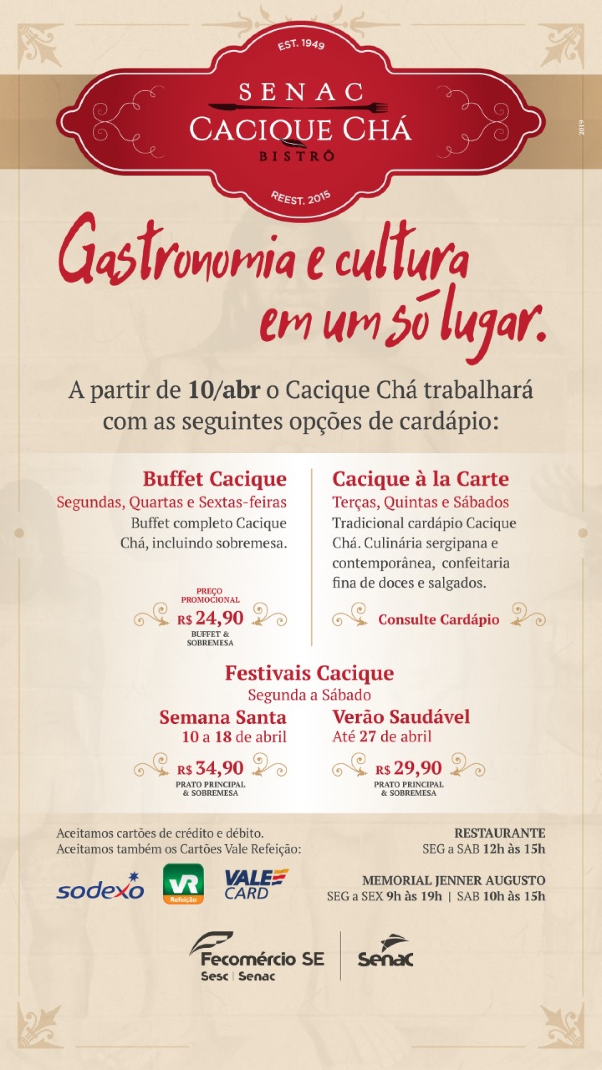 Cacique Chá agora também tem Buffet Livre! (Imagem: Divulgação/ Senac/SE)