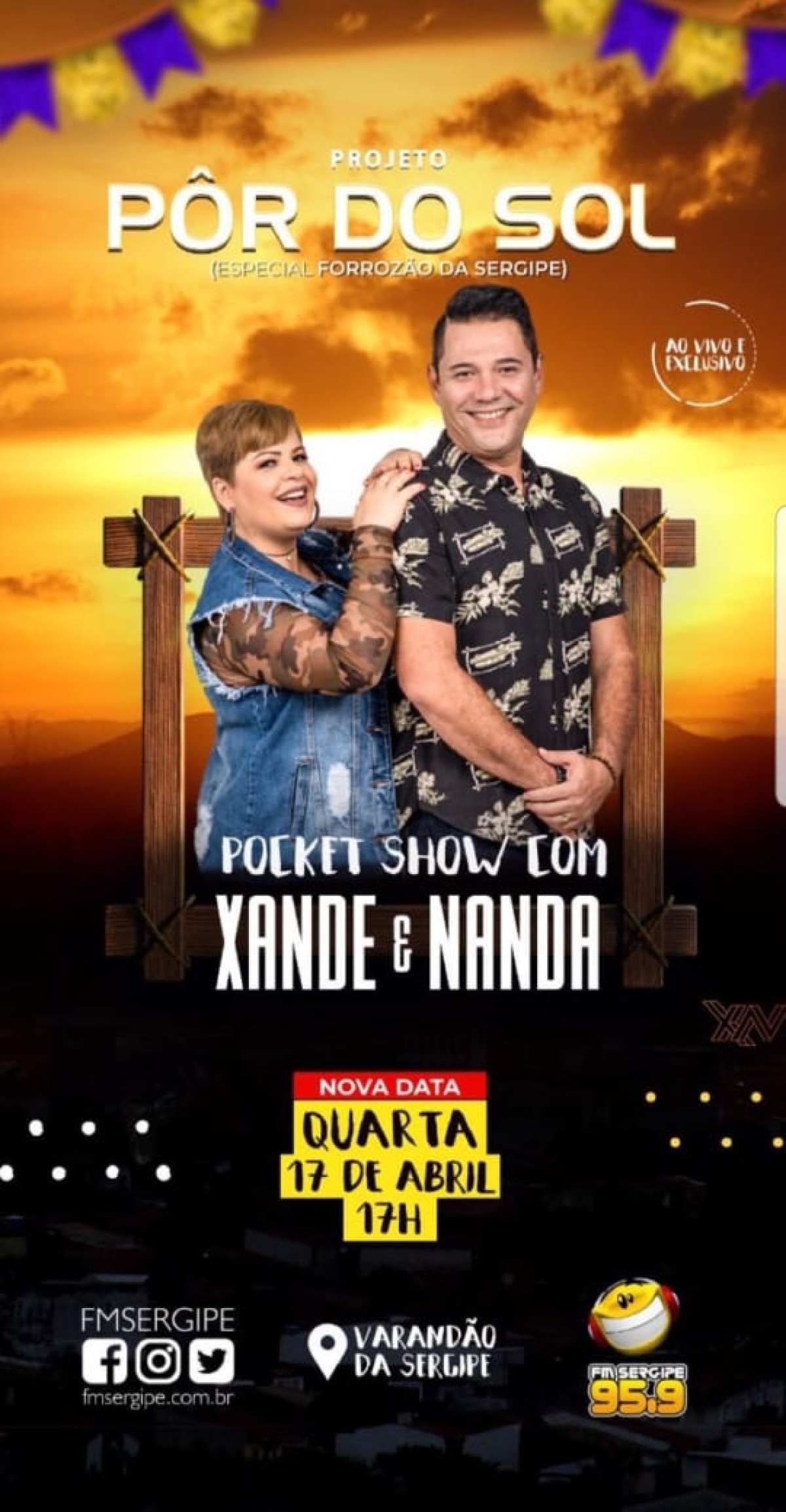 Xande e Nanda agitam o projeto "Pôr do Sol" Especial Forrozão da Sergipe (Imagem: Divulgação)