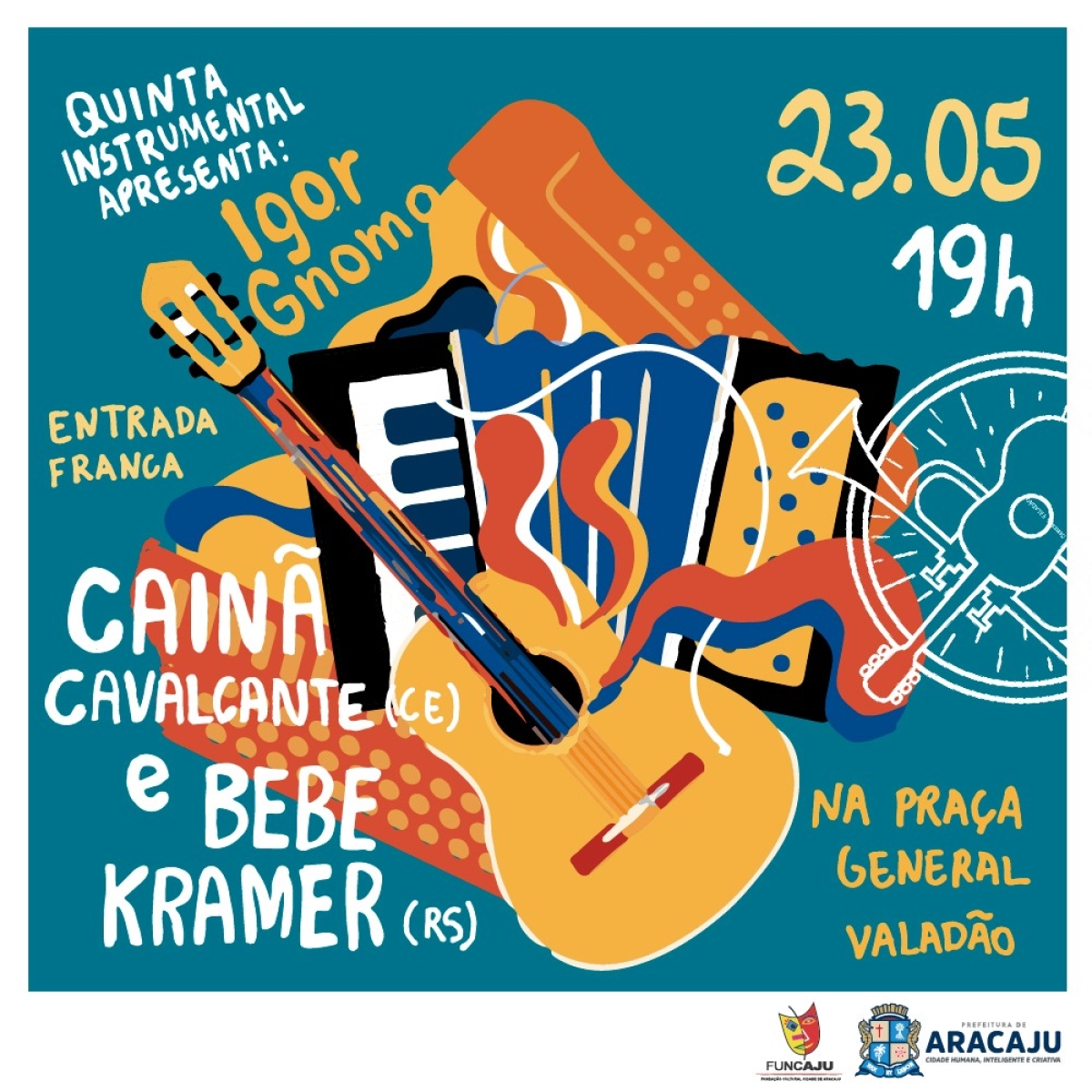 Cainã Cavalcante, Bebê Kramer e Igor Gnomo se apresentam no Quinta Instrumental (Imagem: Divulgação/ PMA)