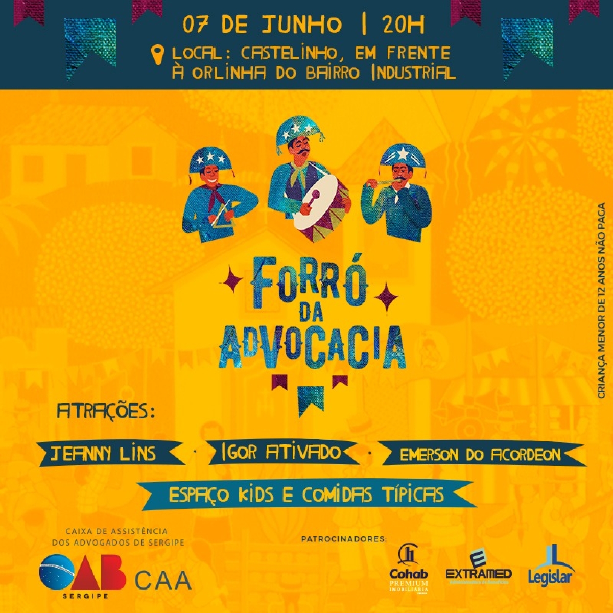 "Forró da Advocacia" traz Emerson do Acordeon, Igor Ativado e Jeanny Lins (Imagem: Divulgação)