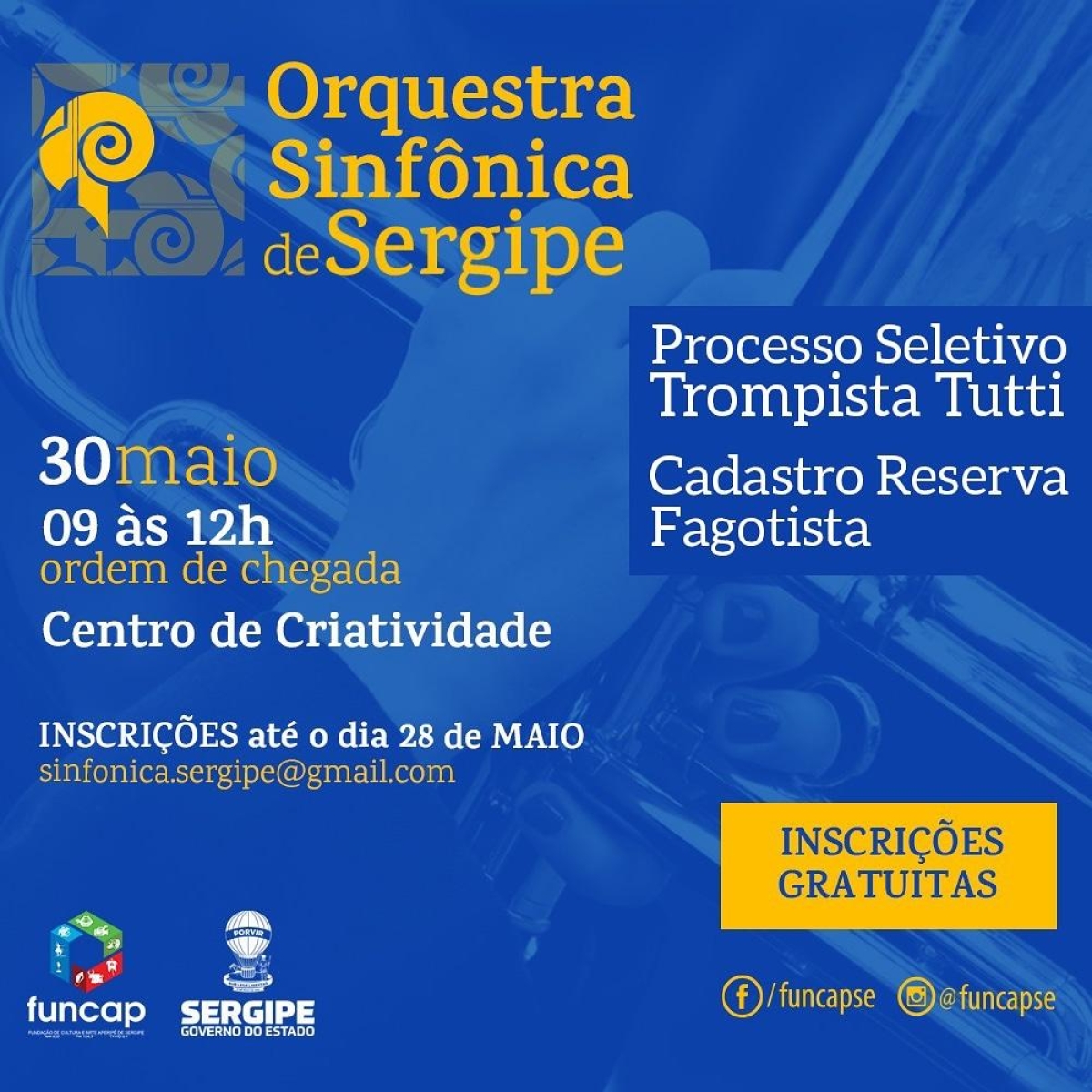 Orquestra Sinfônica de Sergipe abre seleção para músicos (Imagem: Divulgação)