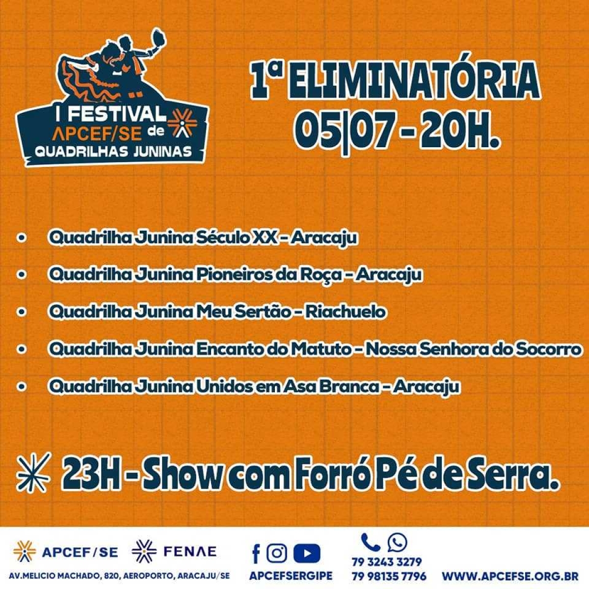 1ª Eliminatória do Festival APCEF/Sergipe de Quadrilhas Juninas (Imagem: Divulgação/ APCEF/SE)
