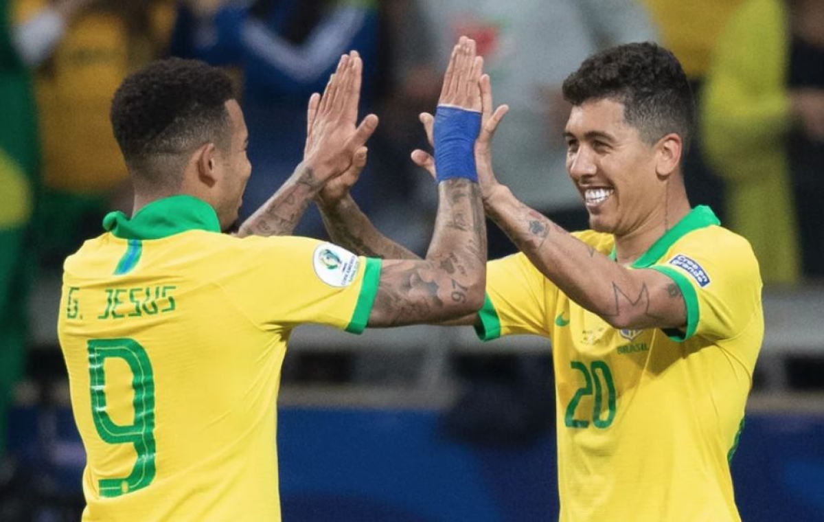 Gabriel Jesus e Firmino fizeram os gols do Brasil (Foto: Lucas Figueiredo/ CBF)