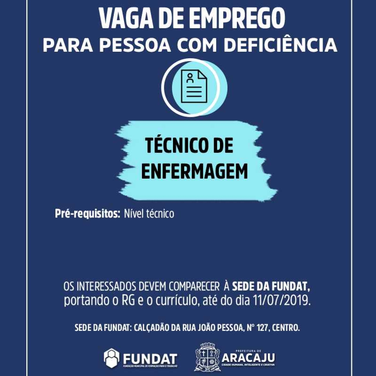 Técnico de Enfermagem (Imagem: Divulgação/ Fundat/Aracaju)