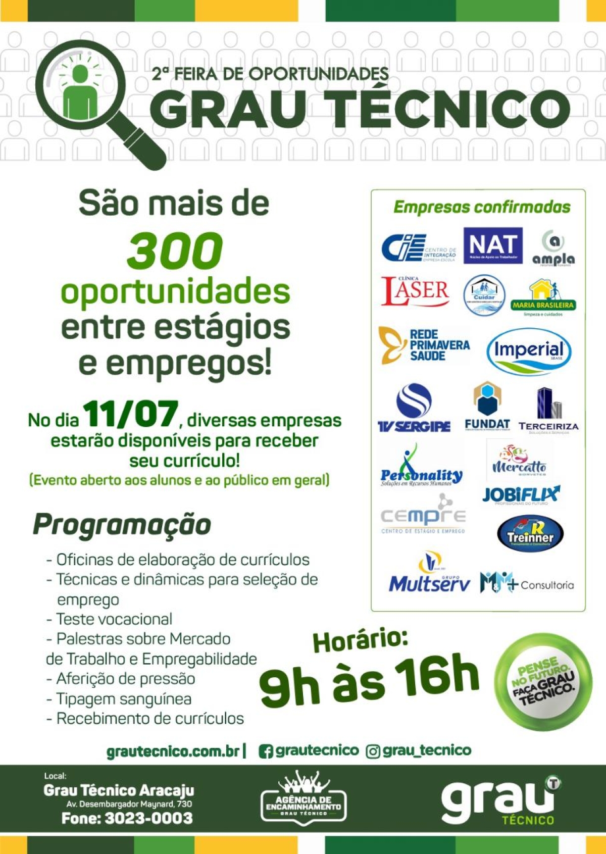Grau Técnico Aracaju realiza nesta quinta-feira, 11/7 sua segunda Feira de Oportunidades (Imagem: Divulgação)