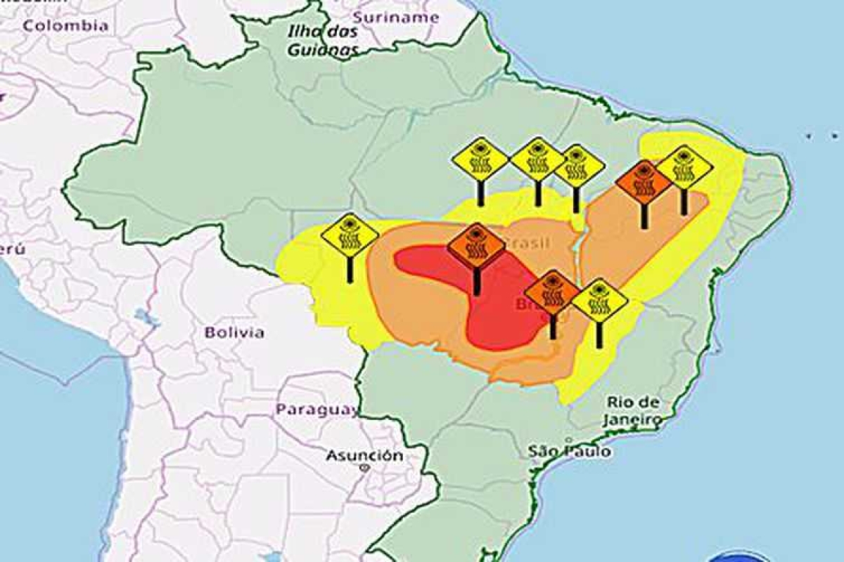 Massa quente e seca sobre a região do Distrito Federal (Imagem: Divulgação/ Inmet)