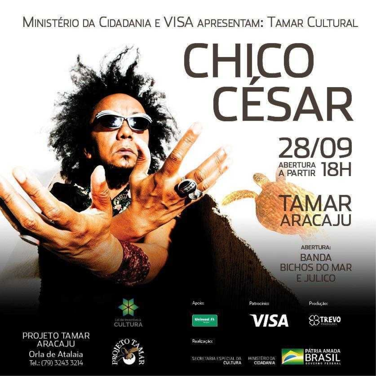 Show de Chico César em homenagem às Tartarugas Marinhas (Imagem: Divulgação)