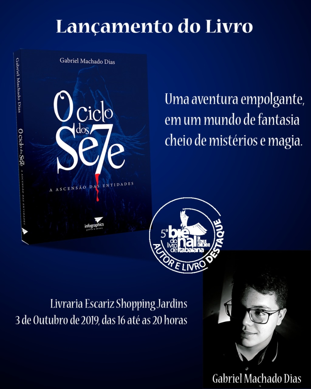 Escritor Gabriel Machado Dias lança livro "Ciclo dos Sete" (Imagem: Divulgação)