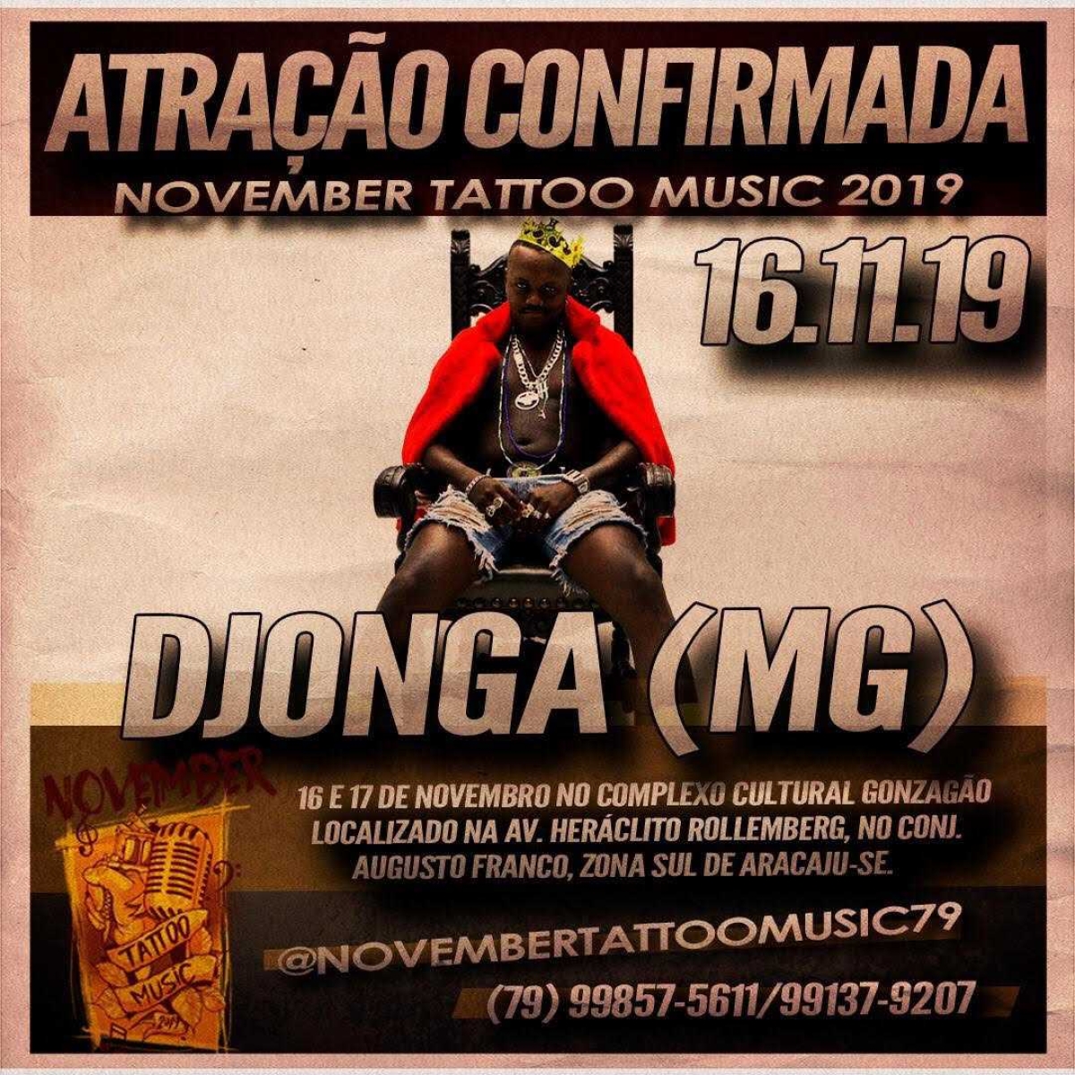 Djonga agita o festival "November Tattoo Music" em Aracaju (Imagem: Divulgação)