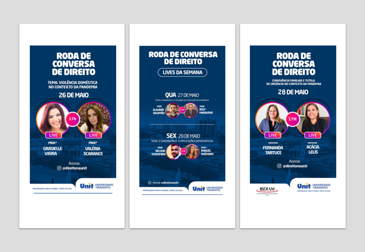Lives se transformam em ferramentas de estudo do curso de Direito (Imagens: Divulgação/ Assessoria de Imprensa Unit)