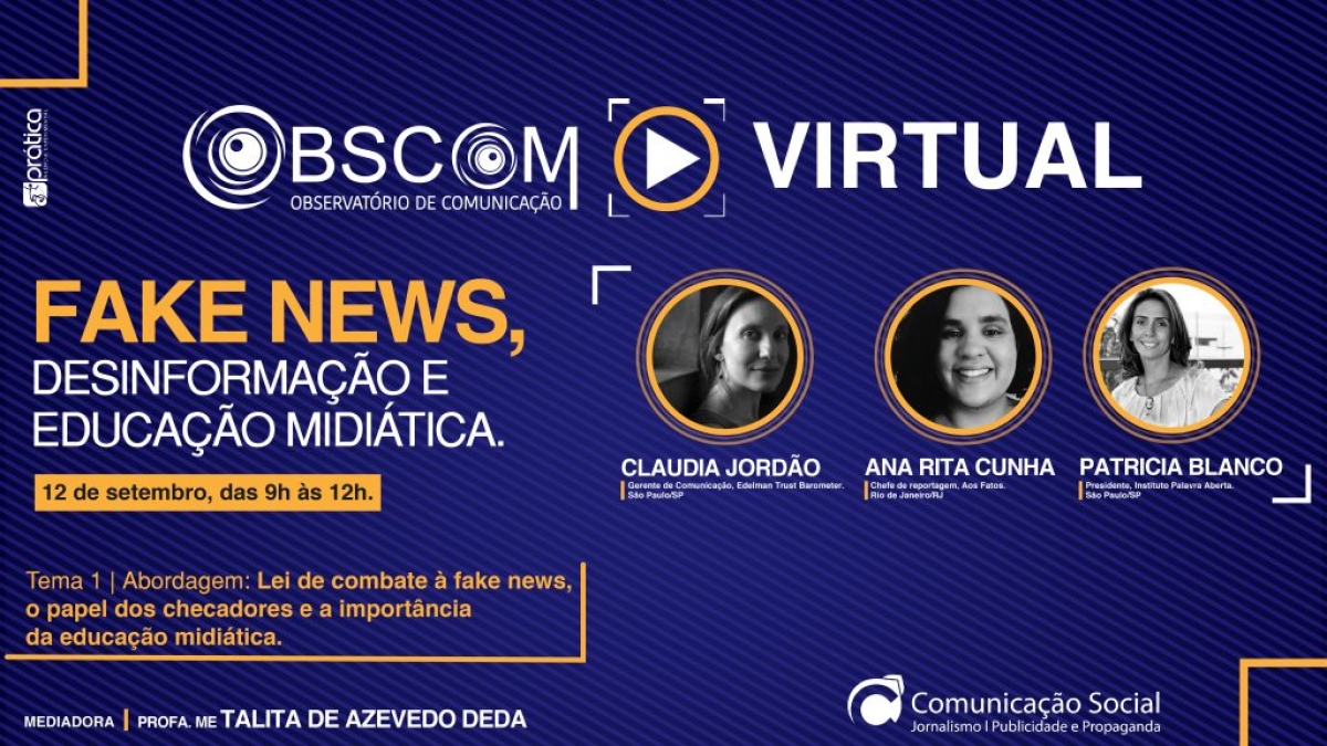 Observatório da Comunicação realiza mais uma edição virtual (Imagem: Divulgação/ Assessoria de Imprensa Unit)